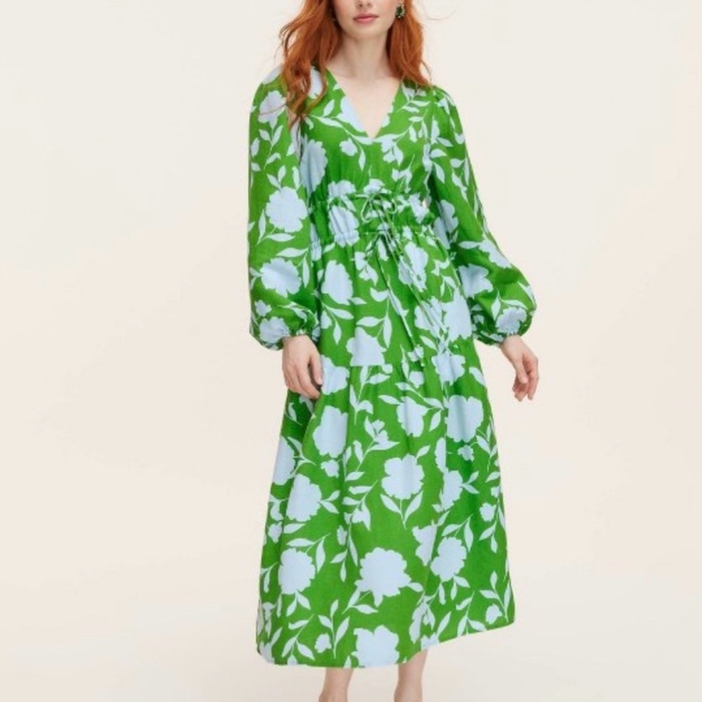 Kate Spade x Target Women's Classic Rose Linen Long Sleeve Maxi Dress Sm & Med